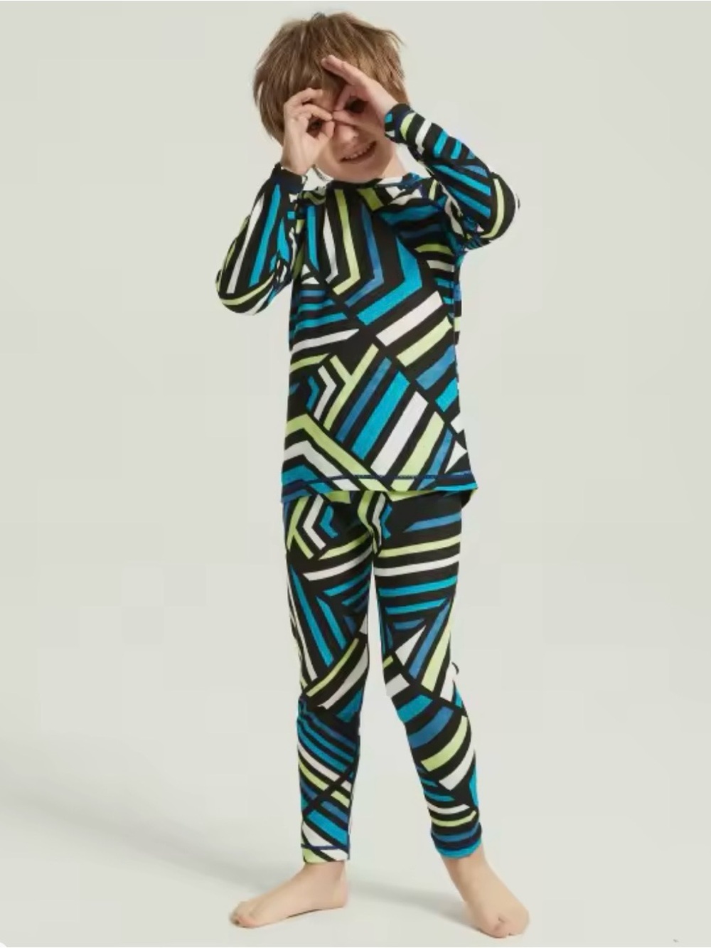 New kids boy girl Two-Piece merino wool long underwear 6-8 years